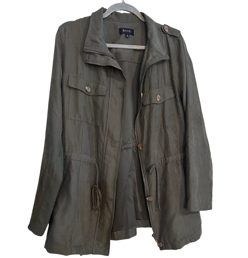 Army Green Utility Jacket Women's Size M Full Zip Buttons Beceel
